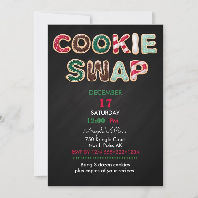 Invitación Galletas Intercambio Galletas de Navidad Rojas Ver (Anverso)
