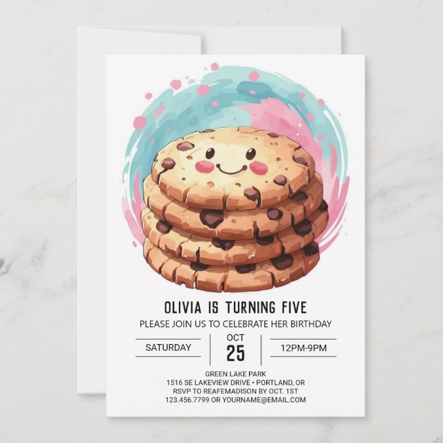 Invitación Galletas Online Chicas Chocolate Cumpleaños (Anverso)
