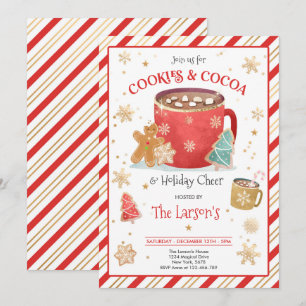 Invitación Galletas Rojas Y De Oro Y Fiesta De Vacaciones De 