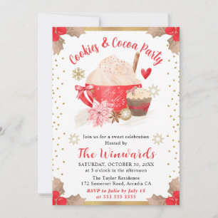 Invitación Galletas Rojas y Fiesta de Cocoa de Invierno