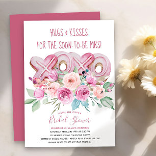 Invitación Galletas rosadas XOXO hermoso floral para la fiest