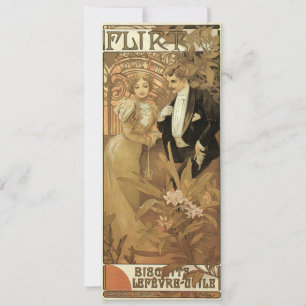 Invitación Galletas Vintage Art Nouveau Flirt, Alphonse Mucha