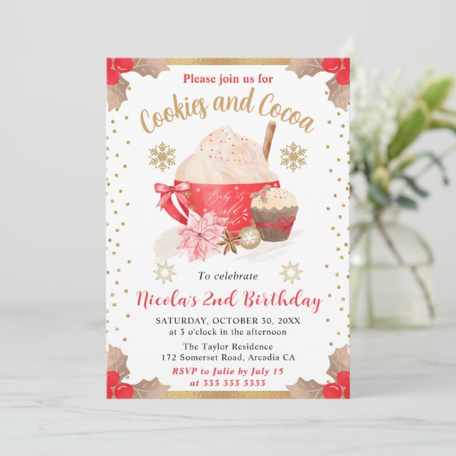 Invitación Galletas y Cacao Cumpleaños 2 (Anverso de pie)