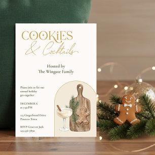 Invitación Galletas y Cócteles Elegantes Fiesta de Navidad