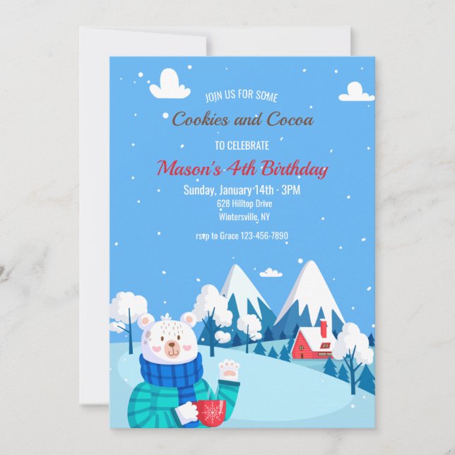 Invitación Galletas y Oso de Cocoa (Anverso)