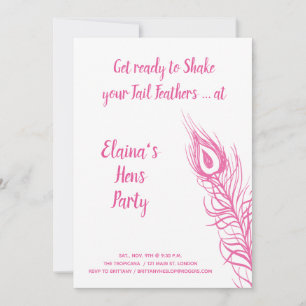 Invitación Gallinas sacuden sus plumas de fiesta rosa y blanc