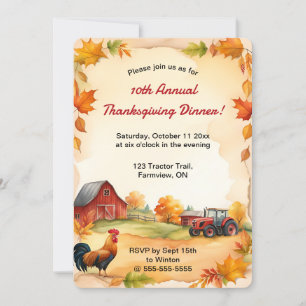 Invitación Gallo de granja de otoño editable Tractor Día de A