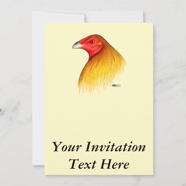 Invitación Gallo de pelea recortado (Anverso)
