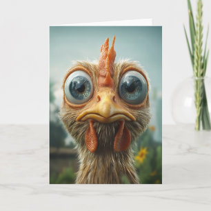 Invitación Gallo Divertido de Ojos Grandes en Primer Plano