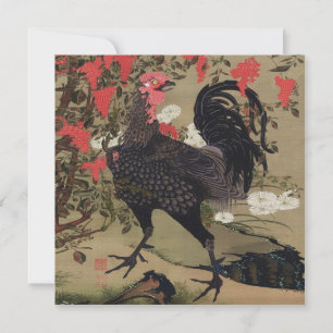 Invitación Gallo negro y Nandin de Ito Jakuchu