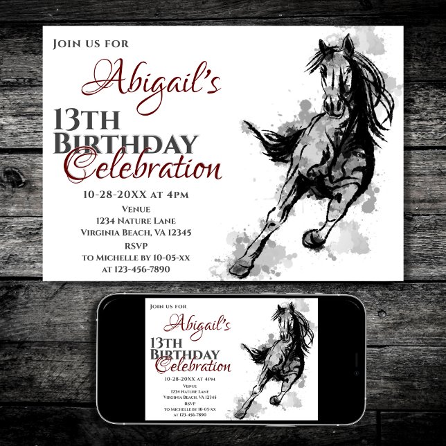Invitación Galloping Horse Sketch Fiesta de Cumpleaños (Subido por el creador)