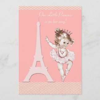 Invitación Galones elegantes Baby Shower de la torre Eiffel