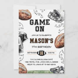 Invitación Game On Football Birthday Party Invitation
