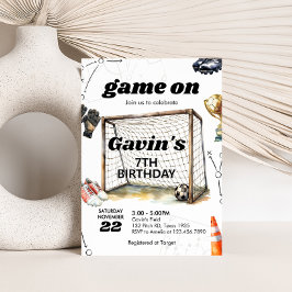 Invitación Game On Soccer Birthday Party