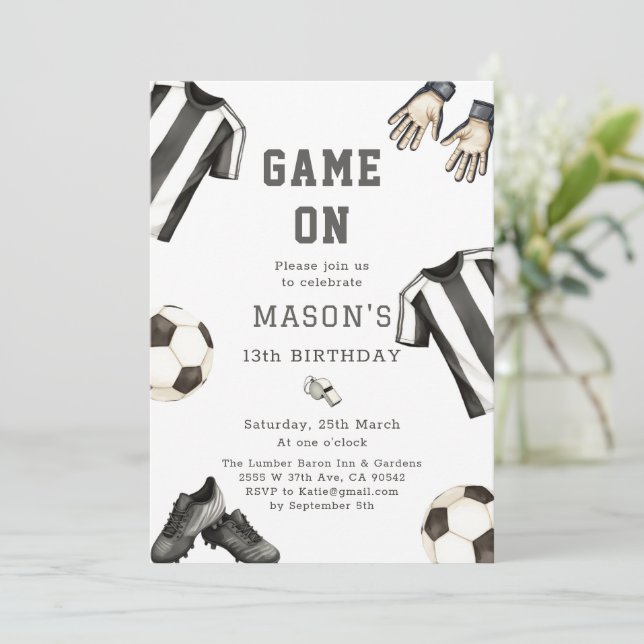 Invitación Game One football Sports Theme Soccer Birthday (Anverso de pie)