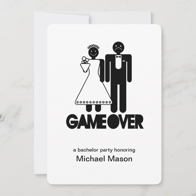 Invitación Game Over - Último día como hombre libre Despedida (Anverso)