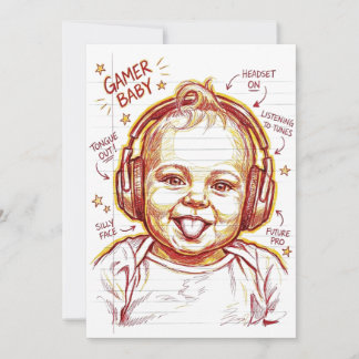 Invitación Gamer Baby Funny Gaming Art
