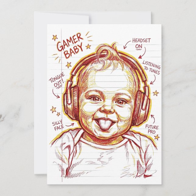 Invitación Gamer Baby Funny Gaming Art (Anverso)