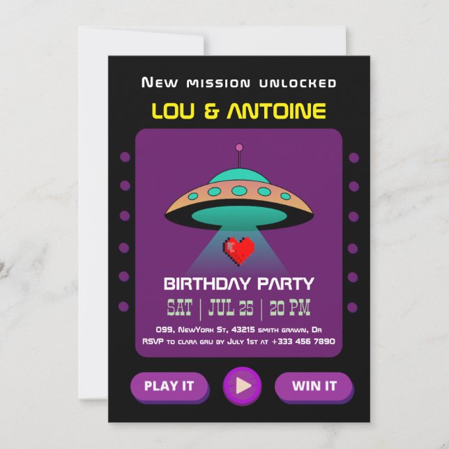 Invitación Gamer Birthday Invitation (Anverso)