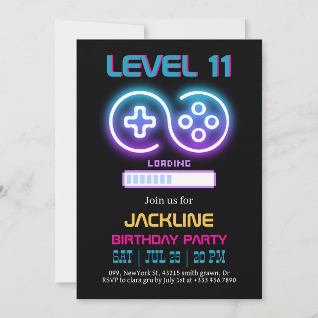 Invitación Gamer  Birthday Invitation (Anverso)