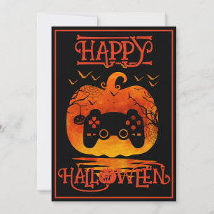 INVITACIÓN GAMER FELIZ HALLOWEEN EVENTO DE DISFRAZ DE JUEGOS