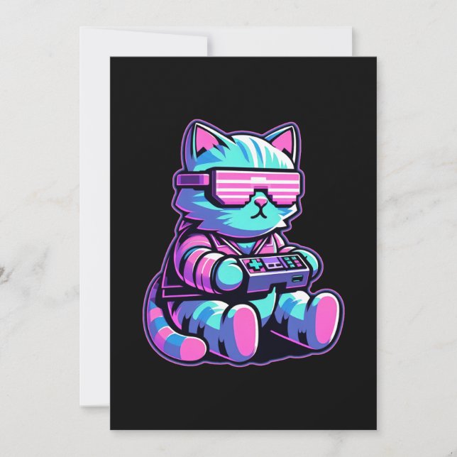 Invitación Gamer Gato Genial (Anverso)