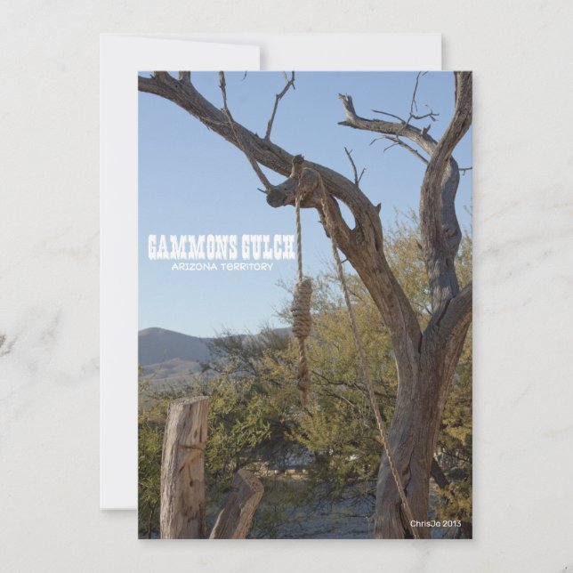 Invitación Gammons Gulch Old West Hanging Tree Hangman (Anverso)