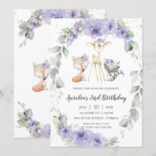 Invitación Ganadería Woodland Purple Floral Greeneration Cump