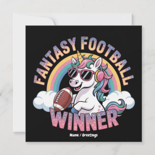 Invitación Ganador de Fútbol Fantasía Unicornio Divertido Est