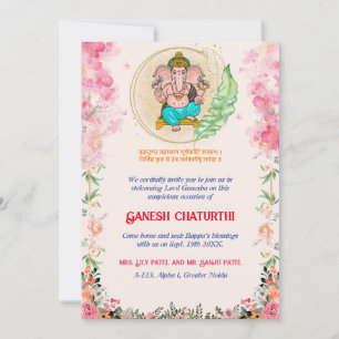Invitación Ganesh Chaturthi Floral Colorful