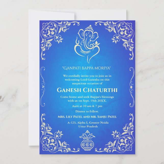 Invitación Ganesh Chaturthi Puja (Anverso)