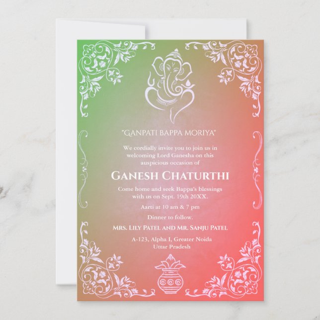 Invitación Ganesh Chaturthi Puja (Anverso)