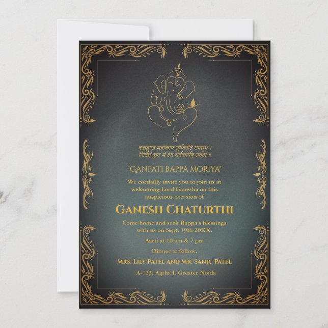 Invitación Ganesh Chaturthi Puja (Anverso)