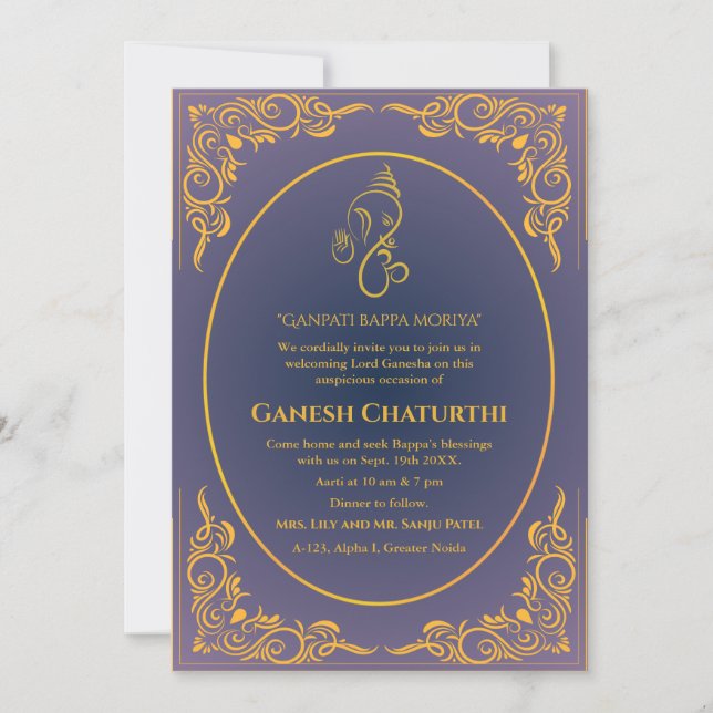 Invitación Ganesh Chaturthi Puja (Anverso)