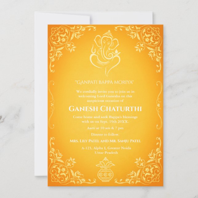 Invitación Ganesh Chaturthi Puja (Anverso)