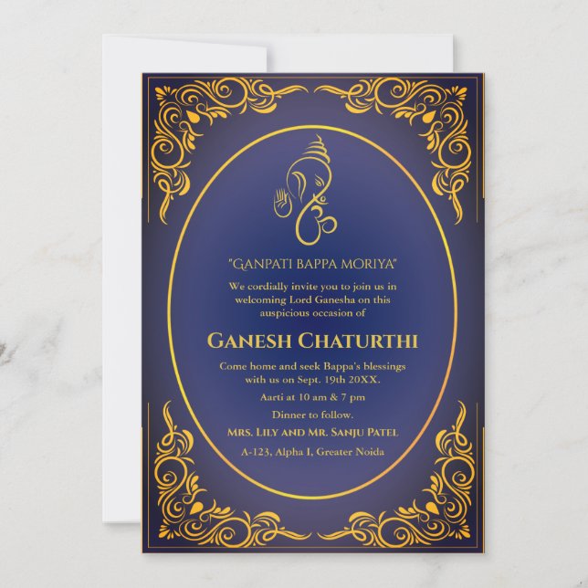 Invitación Ganesh Chaturthi Puja (Anverso)