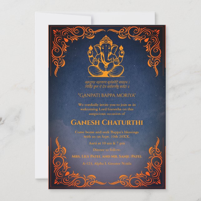 Invitación Ganesh Chaturthi Puja (Anverso)