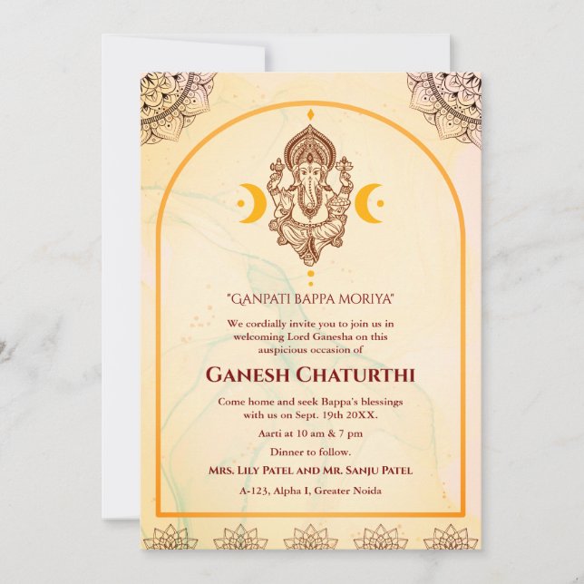 Invitación Ganesh Chaturthi Puja (Anverso)