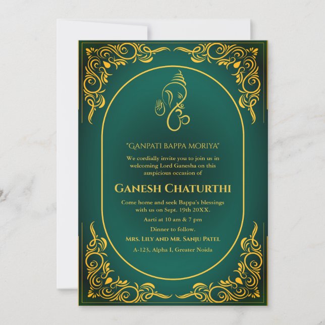 Invitación Ganesh Chaturthi Puja (Anverso)
