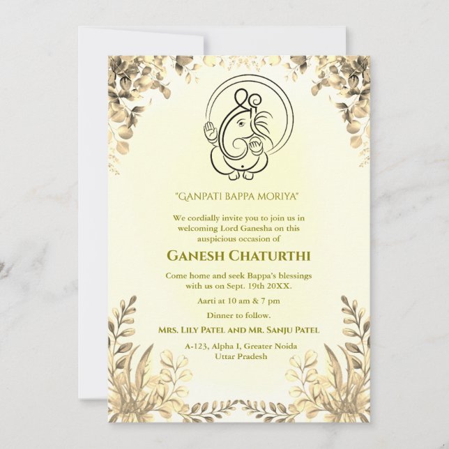Invitación Ganesh Chaturthi Puja (Anverso)