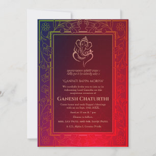 Invitación Ganesh Chaturthi Puja