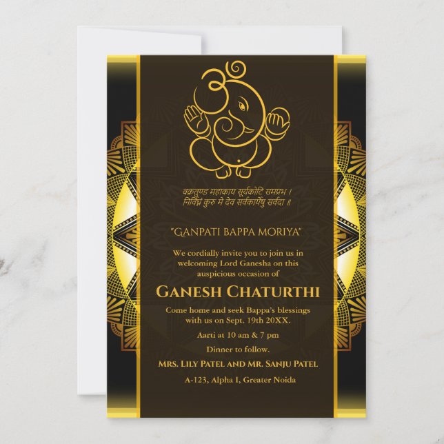 Invitación Ganesh Chaturthi Puja (Anverso)