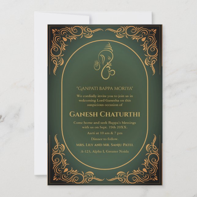 Invitación Ganesh Chaturthi Puja (Anverso)
