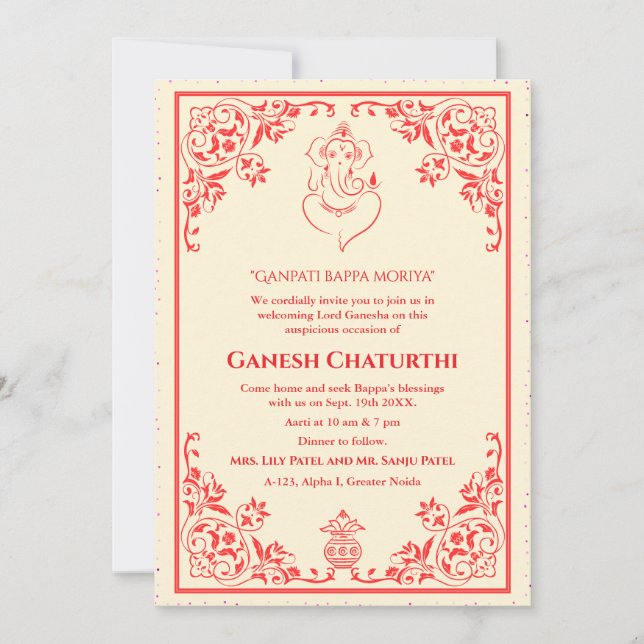 Invitación Ganesh Chaturthi Puja (Anverso)