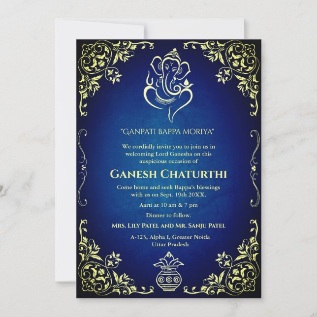 Invitación Ganesh Chaturthi Puja (Anverso)