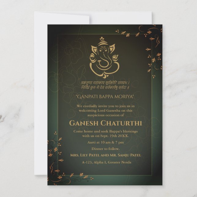 Invitación Ganesh Chaturthi Puja (Anverso)