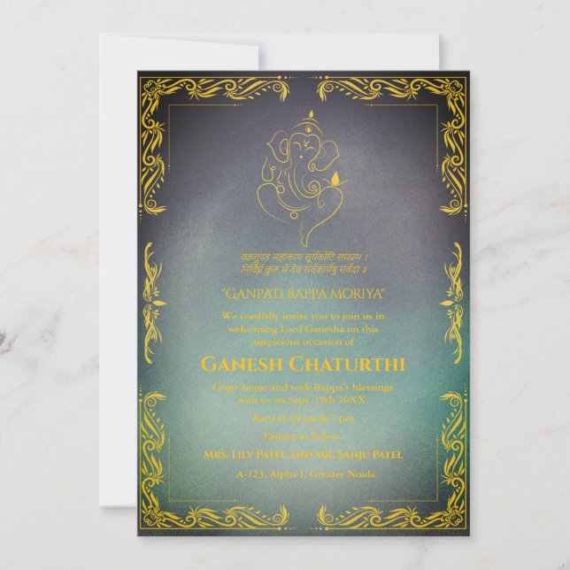 Invitación Ganesh Chaturthi Puja (Anverso)