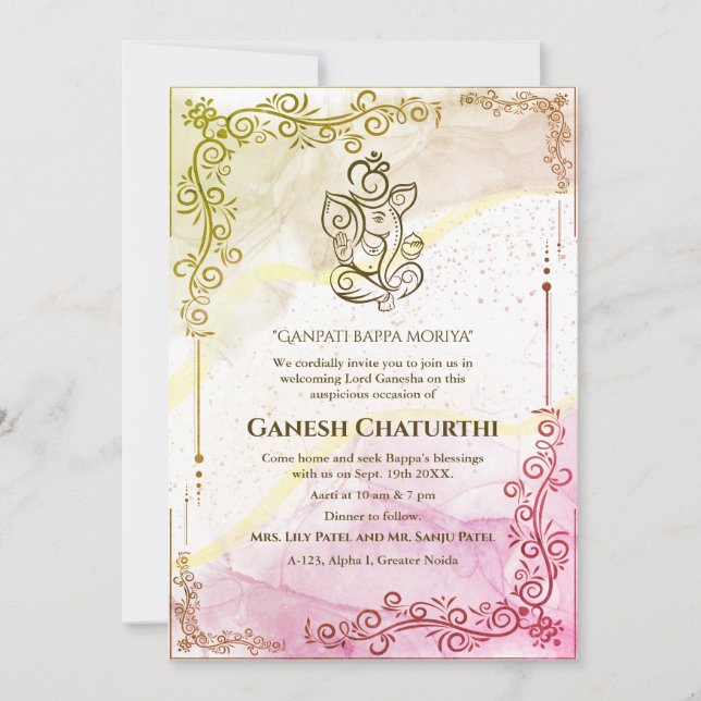 Invitación Ganesh Chaturthi Puja (Anverso)