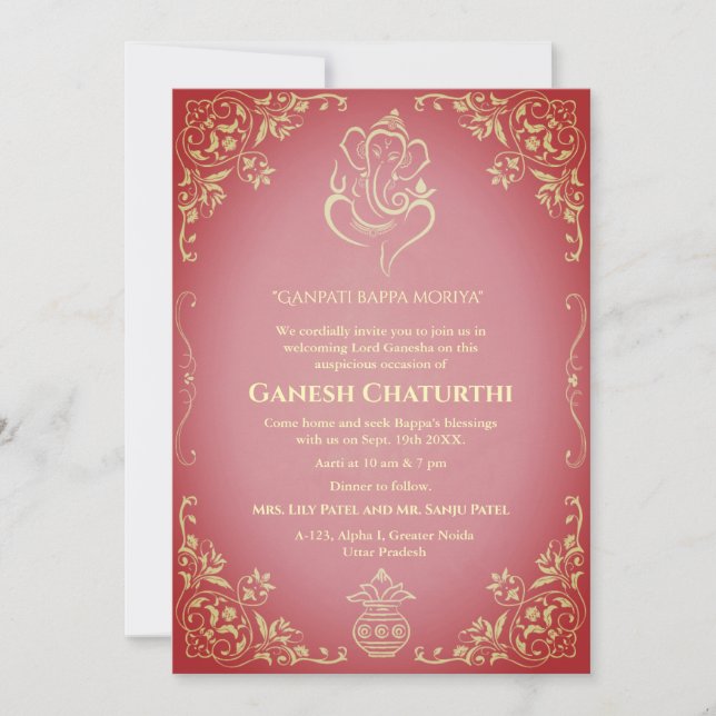 Invitación Ganesh Chaturthi Puja (Anverso)