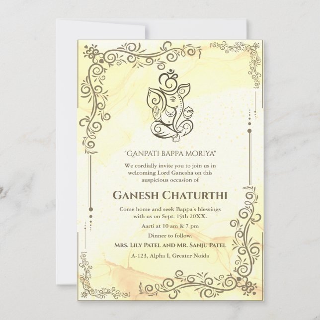 Invitación Ganesh Chaturthi Puja (Anverso)